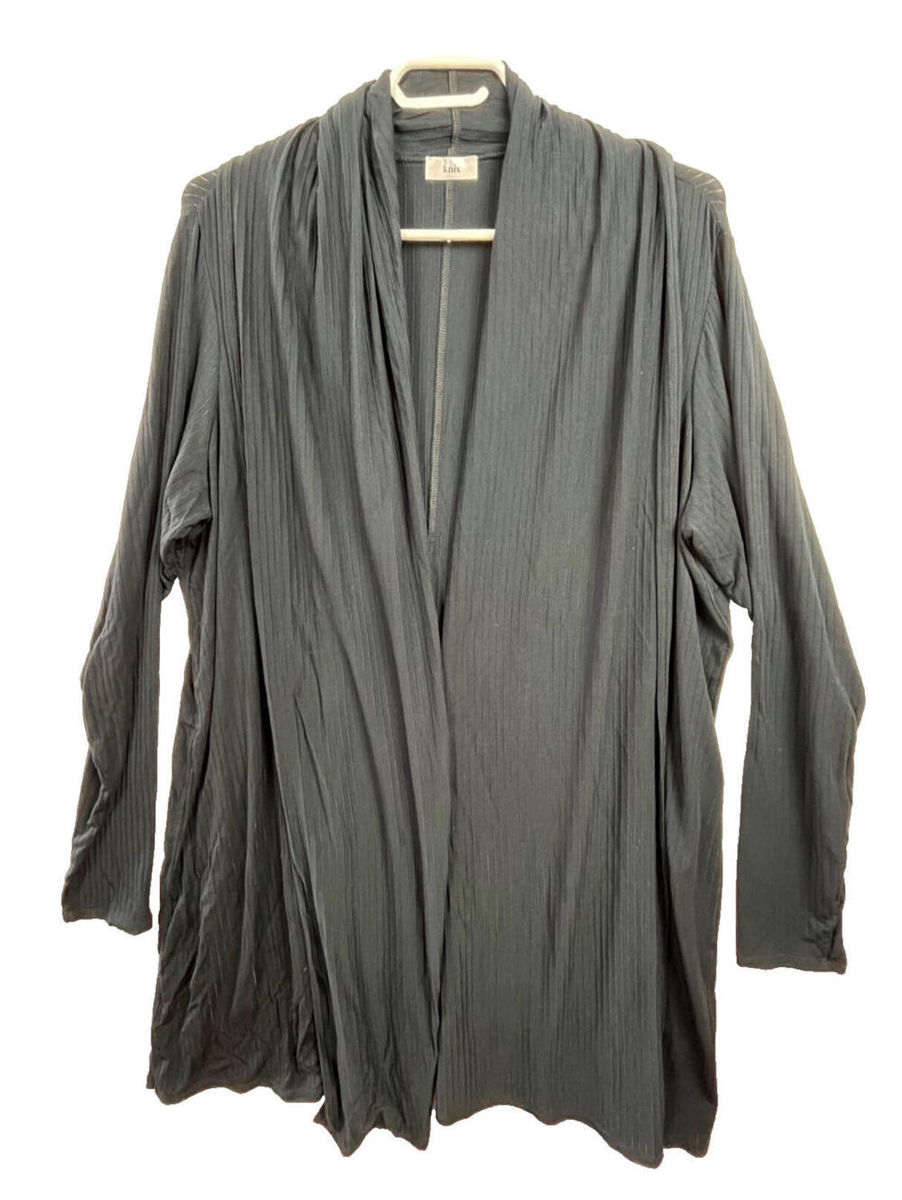 Knix Ribbed Open Front Cardigan XXL Black Modal Blend Drapey Cowl Neck Lounge